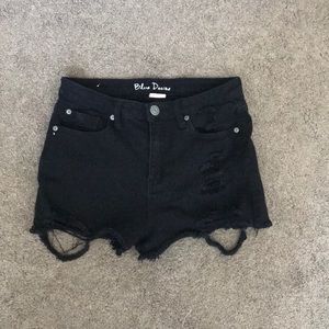 Black High-waisted Denim Shorts